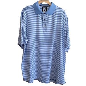 FOOTJOY ProDry Lisle Blue White Striped Golf Short Sleeve Polo Shirt Size Large